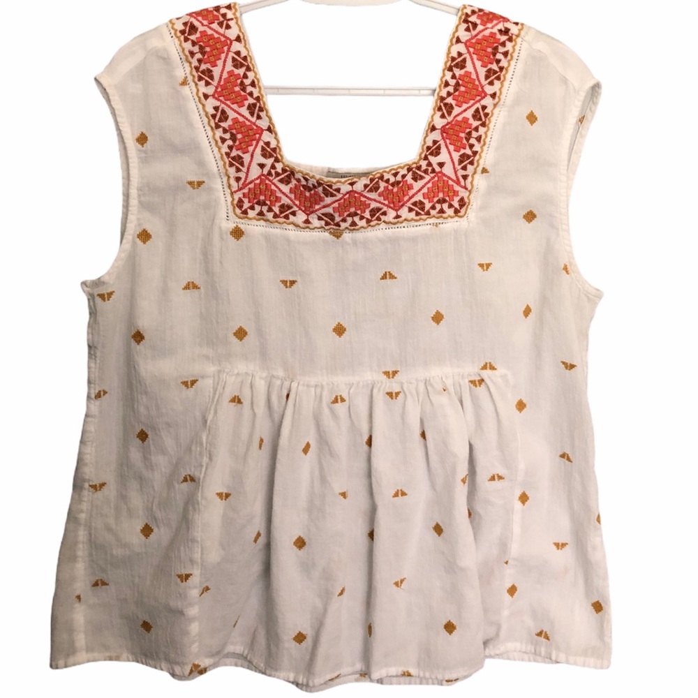 Lucky Brand Boho Babydoll Top L
